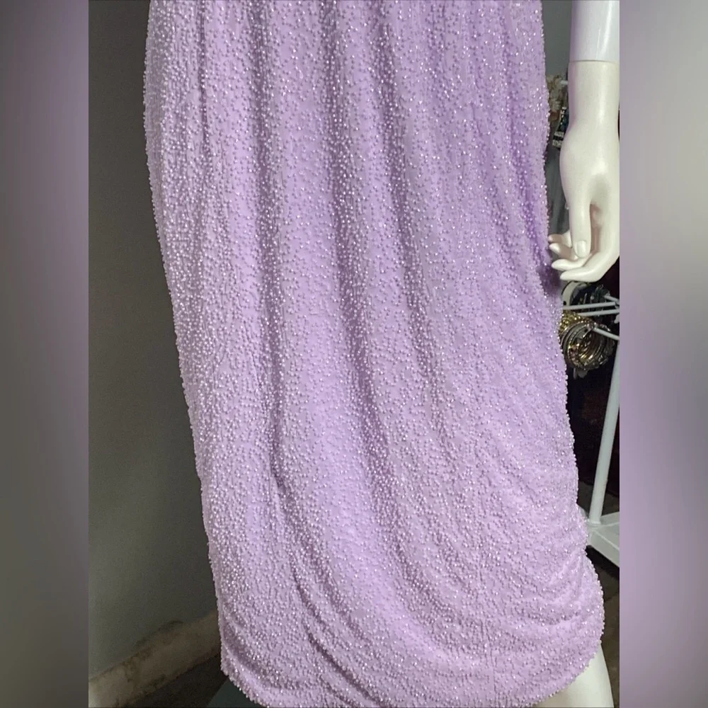 Oh Polly Venice Embellished Plunge Halter Neck Midaxi Dress in Lilac Size 10 - Picture 3 of 16